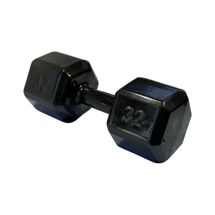 Halteres Sextavados de Ferro Fundido Emborrachados 32kg