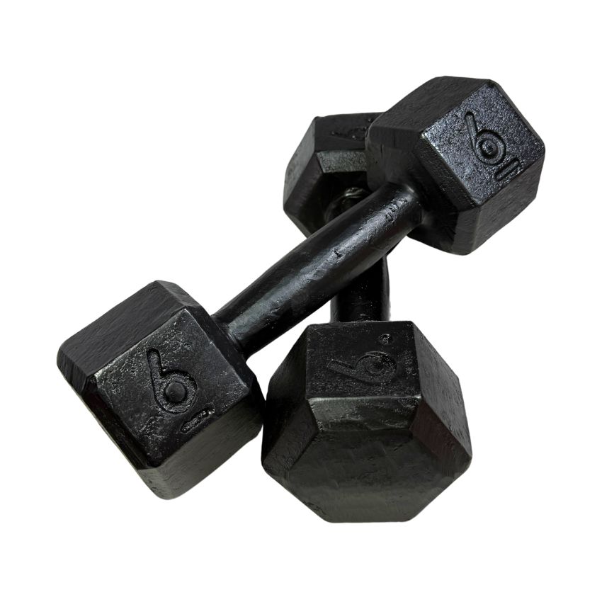 Halteres Sextavados de Ferro Fundido Pintados 6kg