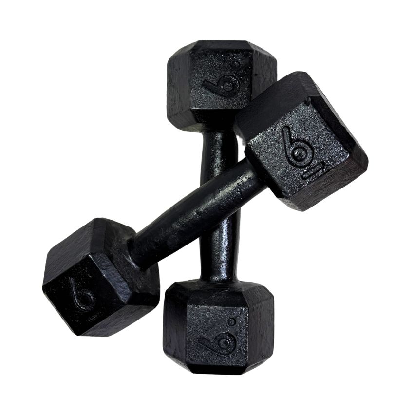 Halteres Sextavados de Ferro Fundido Pintados 6kg