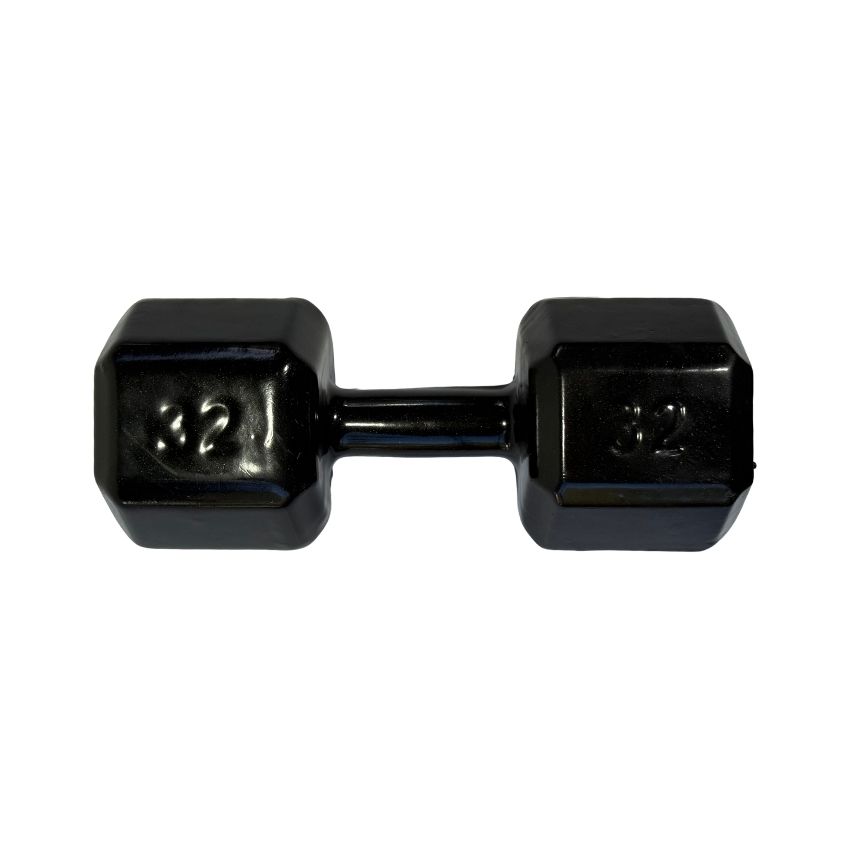 Halteres Sextavados de Ferro Fundido Emborrachados 32kg