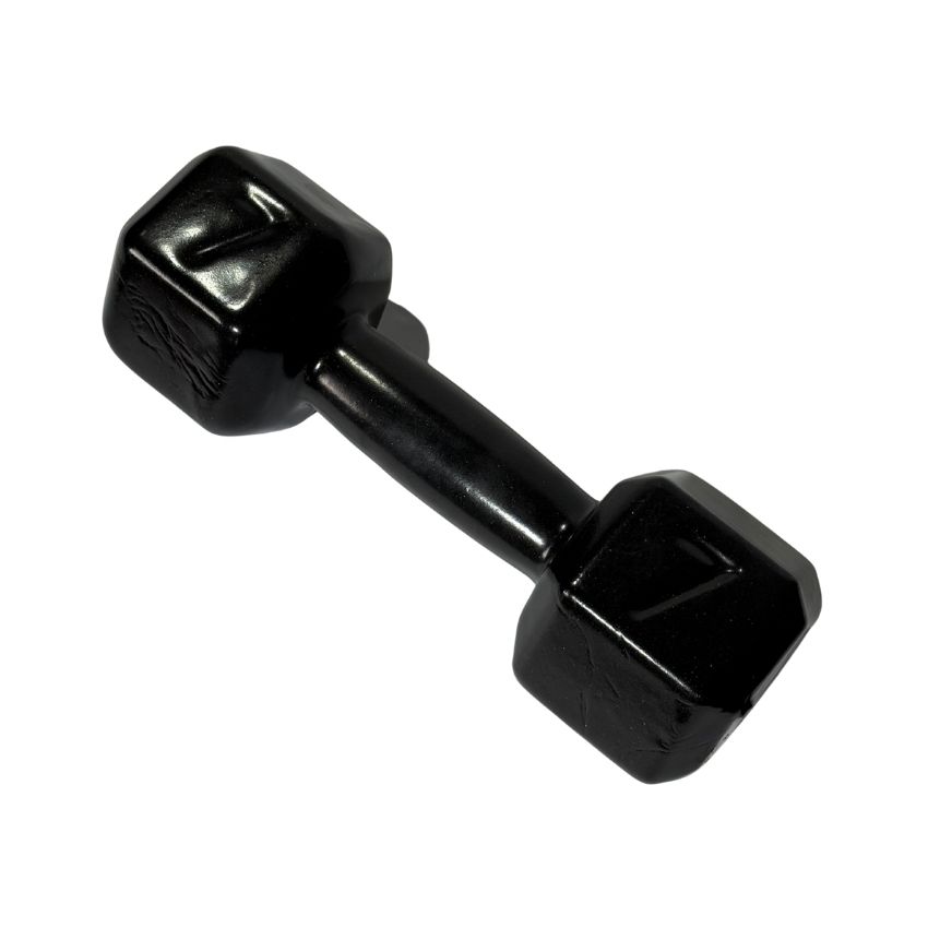 Halteres Sextavados de Ferro Fundido Emborrachados 7kg