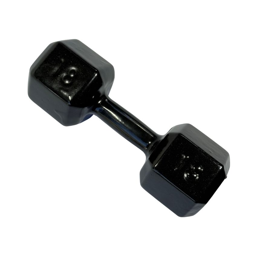 Halteres Sextavados de Ferro Fundido Emborrachados 18kg