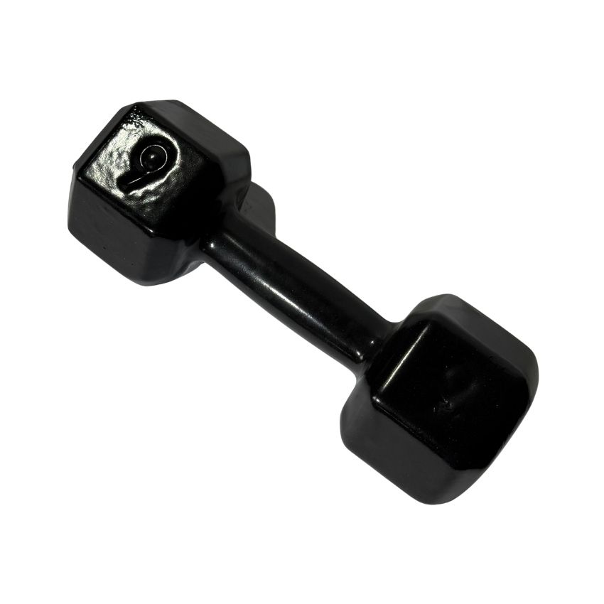 Halteres Sextavados de Ferro Fundido Emborrachados 9kg