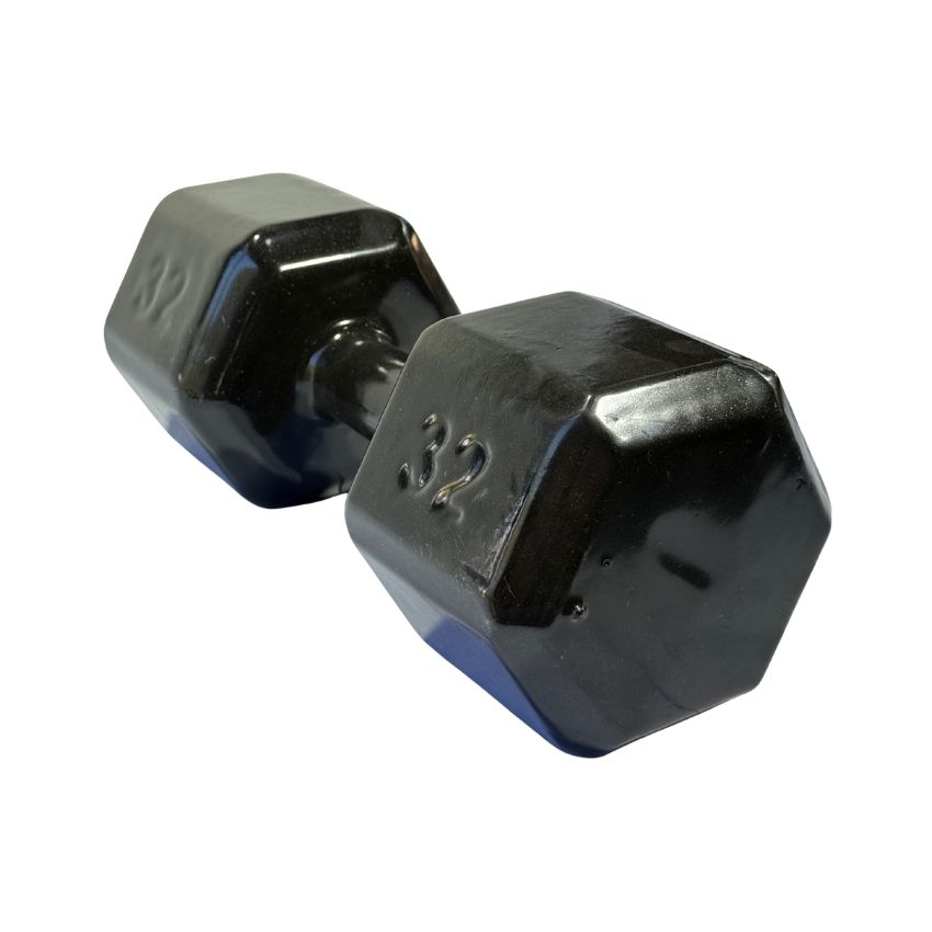 Halteres Sextavados de Ferro Fundido Emborrachados 32kg
