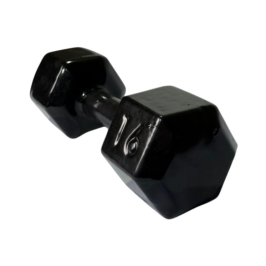Halteres Sextavados de Ferro Fundido Emborrachados 16kg