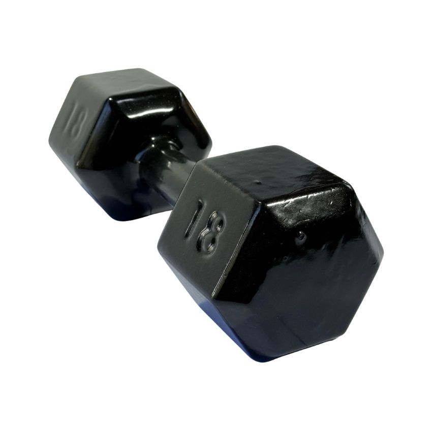 Halteres Sextavados de Ferro Fundido Emborrachados 18kg