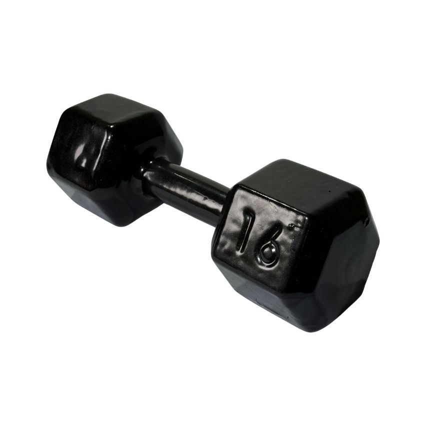 Halteres Sextavados de Ferro Fundido Emborrachados 16kg