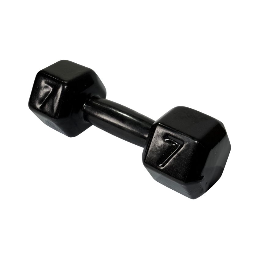 Halteres Sextavados de Ferro Fundido Emborrachados 7kg