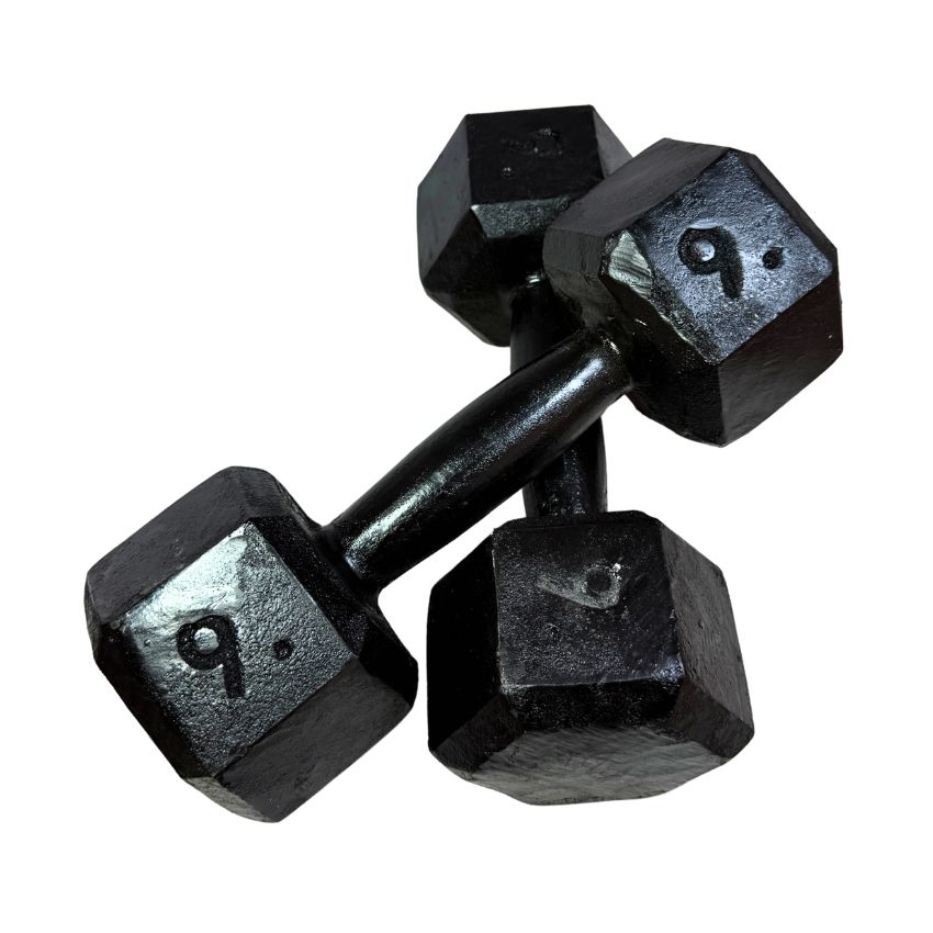 Halteres Sextavados de Ferro Fundido Pintados 9kg