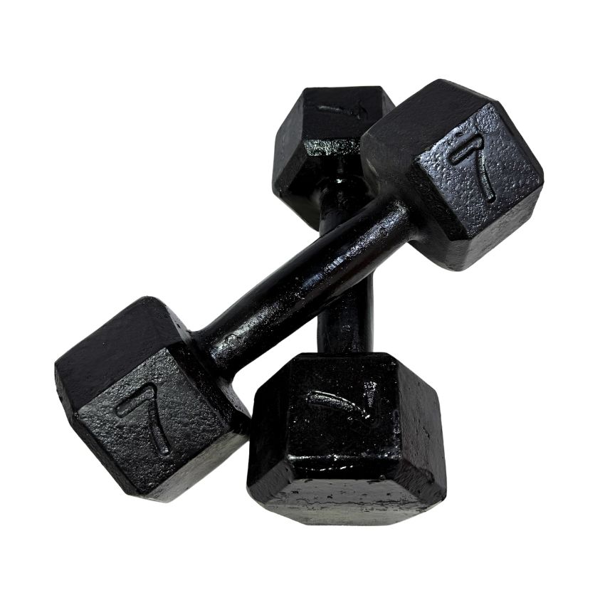 Halteres Sextavados de Ferro Fundido Pintados 7kg
