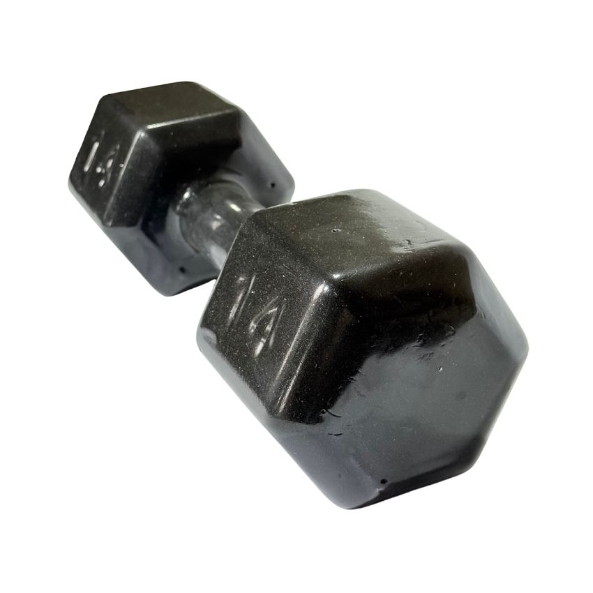 Halteres Sextavados de Ferro Fundido Emborrachados 14kg